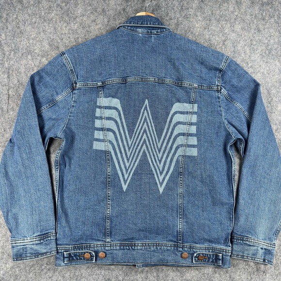 Wrangler Other - Wrangler x Whataburger Jacket Mens Small Blue Denim Trucker Biker Logo